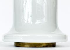 Goffredo Reggiani Italian White Glass and Brass Table Lamp by Goffredo Reggiani - 3429446