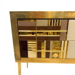 Gold Burgundy and Pink Murano Glass Sideboard - 4494359