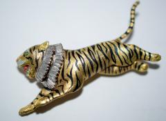 Gold Diamond and Enamel Tiger Brooch - 327009