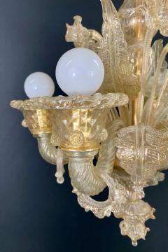 Gold Dust Murano Daffodil Chandelier 6 Arms - 2898274