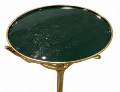 Gold Faux Tree Branch Drinks Table with Removable Forest Green Enamel Tray Top - 4792997