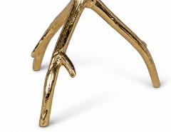 Gold Faux Tree Branch Drinks Table with Removable Forest Green Enamel Tray Top - 4792998