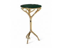 Gold Faux Tree Branch Drinks Table with Removable Forest Green Enamel Tray Top - 4793169