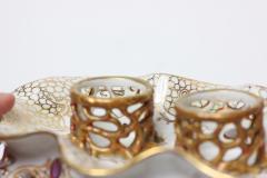 Gold Gilded Carlsbad Biedermeier Porcelain Inkwell 1860 Austria - 2269954