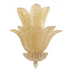 Gold Graniglia Leaf Murano Glass Wall Sconces in Venetian Style a Pair - 4755231