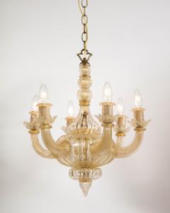Gold Italian Murano Mid Century 6 Arm Neoclassical Style Chandelier - 3013731