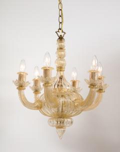 Gold Italian Murano Mid Century 6 Arm Neoclassical Style Chandelier - 3013734