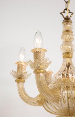 Gold Italian Murano Mid Century 6 Arm Neoclassical Style Chandelier - 3013735