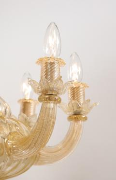 Gold Italian Murano Mid Century 6 Arm Neoclassical Style Chandelier - 3013736