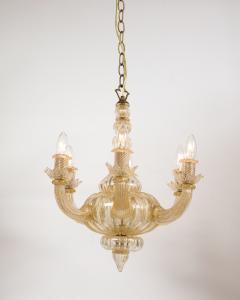 Gold Italian Murano Mid Century 6 Arm Neoclassical Style Chandelier - 3013740