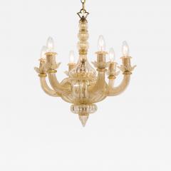 Gold Italian Murano Mid Century 6 Arm Neoclassical Style Chandelier - 3015089