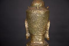 Gold Leaf Asian Table Lamp with Original Shade - 95905