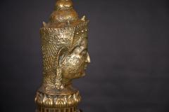 Gold Leaf Asian Table Lamp with Original Shade - 95908