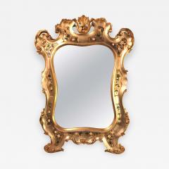 Gold Leaf Paint Decorated Shell Form Wall or Console Mirror - 1302758