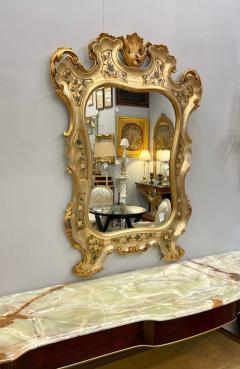 Gold Leaf Paint Decorated Shell Form Wall or Console Mirror - 2991872