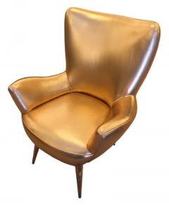 Gold Leather Italian Mid Century Armchair - 840577