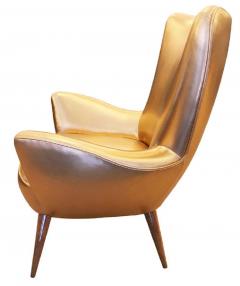 Gold Leather Italian Mid Century Armchair - 840578