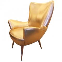 Gold Leather Italian Mid Century Armchair - 840580