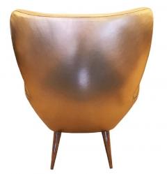 Gold Leather Italian Mid Century Armchair - 840581