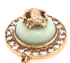 Gold Necklace Diamond Encrusted Pendant Center Stone with Gold Frog 18KT - 2737550