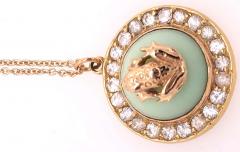 Gold Necklace Diamond Encrusted Pendant Center Stone with Gold Frog 18KT - 2737557