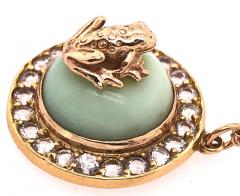 Gold Necklace Diamond Encrusted Pendant Center Stone with Gold Frog 18KT - 2737559