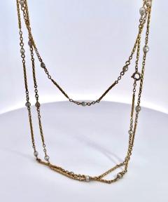 Gold Pearl Long Chain 44 Long 14K Yellow Gold - 3805074