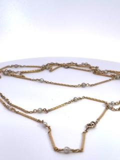 Gold Pearl Long Chain 44 Long 14K Yellow Gold - 3805075