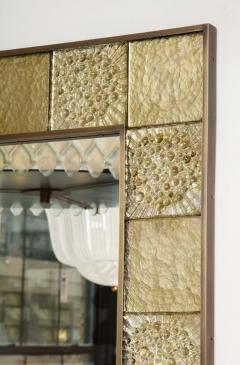 Gold Sculptural Murano Glass and Brass Rectangular Mirror Pair Available Italy - 1998522