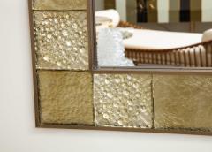 Gold Sculptural Murano Glass and Brass Rectangular Mirror Pair Available Italy - 1998525