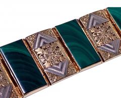 Gold and Malachite Bracelet Austria C 1970  - 3382622
