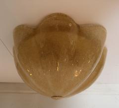 Golden Murano Glass Floral Flush Lamps 1980s - 4484406