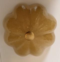 Golden Murano Glass Floral Flush Lamps 1980s - 4484412