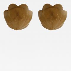 Golden Murano Glass Floral Flush Lamps 1980s - 4484743