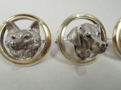 Goldsmiths Silversmiths Co Set of 4 English Sterling Silver Fox Hound Place Card Holders 1911 - 3753847