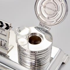 Goldsmiths Silversmiths Company Silver Enamel Film Inkstand by Goldsmiths Silversmiths Company London 1940 - 3394043