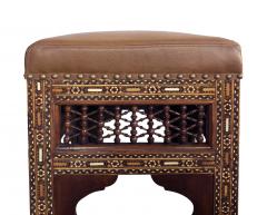 Good Pair of Moroccan Carved and Inlaid Square Upholstered Stools - 1647109