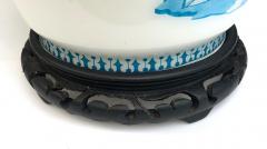 Good Quality Pair of French 1950s Blue White Cased Glass Ginger Jar Lamps - 3231079