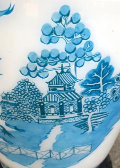 Good Quality Pair of French 1950s Blue White Cased Glass Ginger Jar Lamps - 3231083