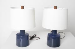 Gordon Jane Martz Gordon Jane Martz Pair of Cobalt Blue Glazed Ceramic Table Lamps - 4596849