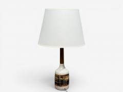 Gordon Jane Martz Gordon Jane Martz Table Lamp Walnut Beige Ceramic USA 1960s - 4637538