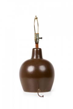 Gordon Jane Martz Jane Gordon Martz for Marshall Studios Ceramic Dark Brown Glazed Table Lamp - 4162618