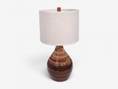 Gordon Jane Martz Large Table Lamp Brown Glazed Ceramic USA 1960s - 4803059