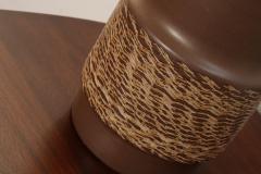 Gordon Jane Martz Vintage Brown Ceramic and Walnut Table Lamp with Finial by Gordon and Jane Martz - 4794619