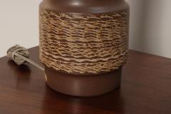 Gordon Jane Martz Vintage Brown Ceramic and Walnut Table Lamp with Finial by Gordon and Jane Martz - 4794621