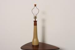 Gordon Jane Martz Vintage Gordon and Jane Martz Ochre Stoneware and Walnut Table Lamp with Finial - 4794745