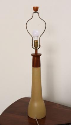 Gordon Jane Martz Vintage Gordon and Jane Martz Ochre Stoneware and Walnut Table Lamp with Finial - 4794749