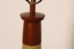 Gordon Jane Martz Vintage Gordon and Jane Martz Ochre Stoneware and Walnut Table Lamp with Finial - 4794751