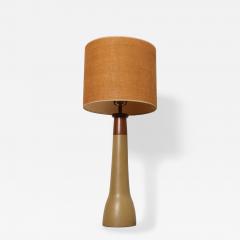 Gordon Jane Martz Vintage Gordon and Jane Martz Ochre Stoneware and Walnut Table Lamp with Finial - 4795918