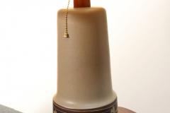 Gordon Jane Martz Vintage Gordon and Jane Martz Taupe Ceramic and Walnut Table Lamp with Finial - 4794390